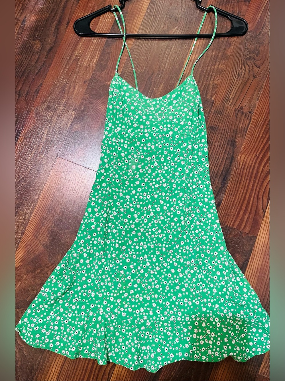 Green Floral Slip Dress with Spaghetti Straps